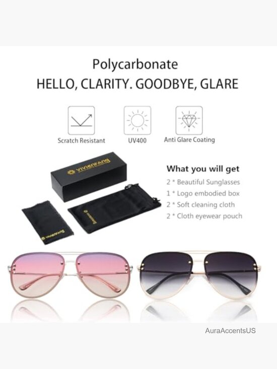 Trendy Oversized Aviator Sunglasses Womens Retro Cute Big Shades UV Protection main image 7
